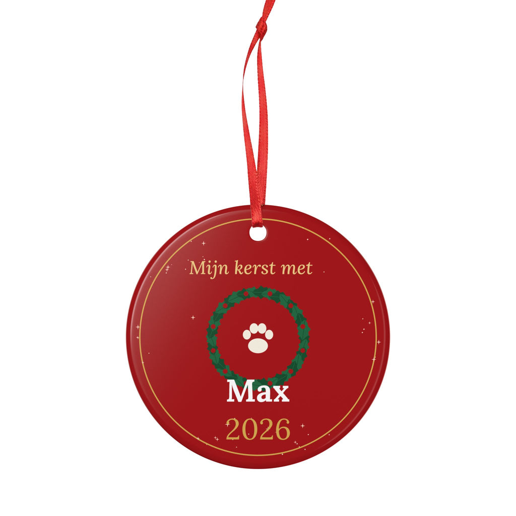 Mijn kerst met – kersthanger met naam van je huisdier (rood)